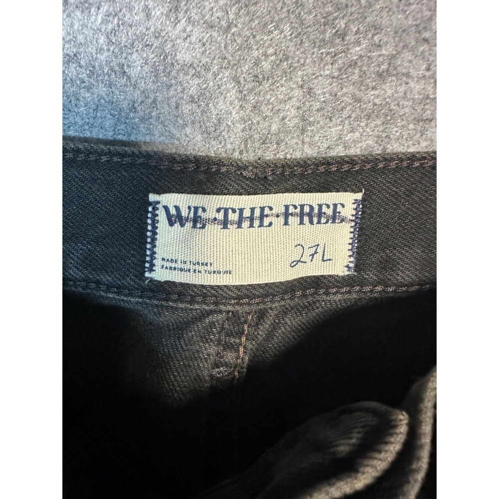 We The Free Wide Leg Jeans 27L Black Raw Step Hem Cotton Denim - Picture 3 of 8
